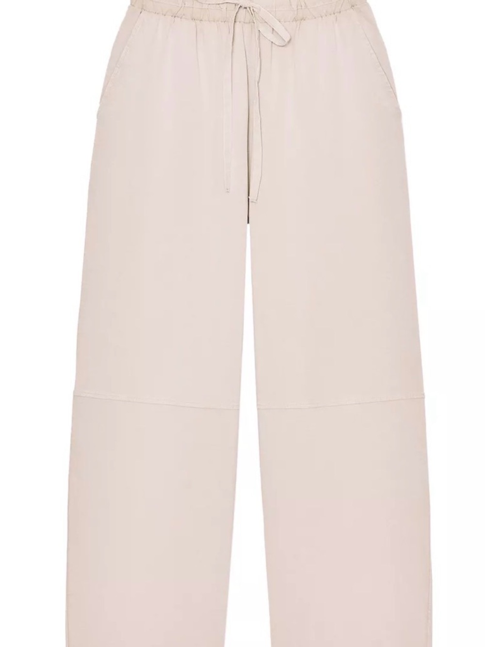 Zara Wide-Leg Drawstring Heavy Cotton Pants in Mink